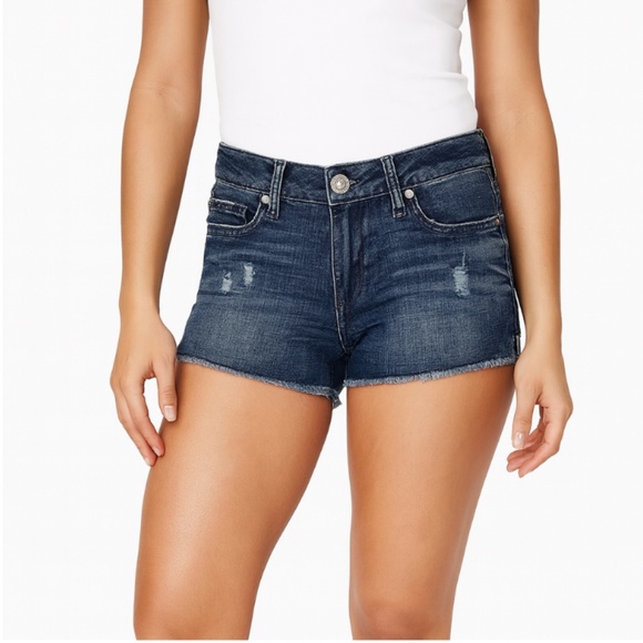 FE FOEYL Women's Denim Shorts Low Rise Raw Edge Size Jrs 7 - Picture 1 of 10